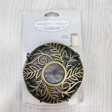 NEW Yankee Candle Topper Cover ILLUMA LID Bay Berry Green Bronze Reduce Drafts