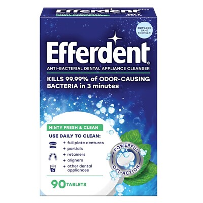 Efferdent Plus Mint Antibakterieller Zahnersatzreiniger | 90 Tabletten
