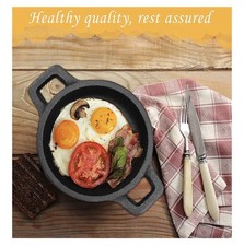 2 Pieces of Cast Iron Pan with Handles 18cm Diameter New In Box Unused