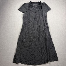 Marc Jacobs Silk Rayon Floral Jacquard Ruffle Dress 2 Black Goth Coquette