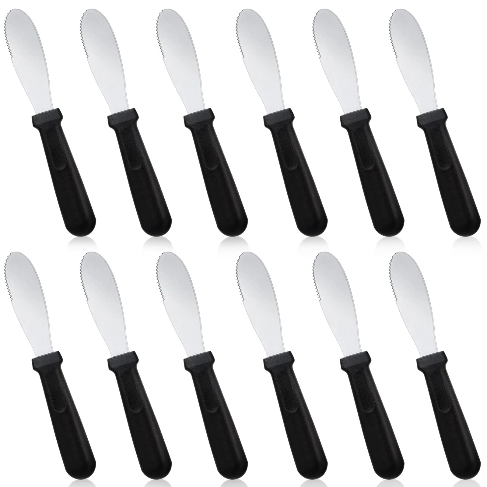 12 Pcs Butter Spreader Knives Wide Blade Stainless Steel Cheese Spreader Knif...