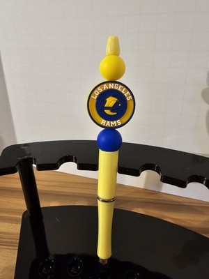 Handcrafted Los Angeles Rams Silicone Beaded Refillable Pen Extra Black Ink 