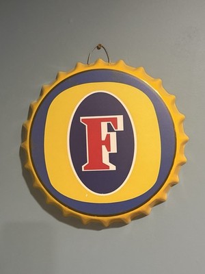 Foster s  Beer Bottle Cap Metal Sign Bar Decor Man Cave Foster Draft Logo