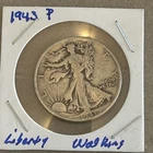 1943-P Walking Liberty Half Dollar 90% Silver Collectible. Ungraded Circulated