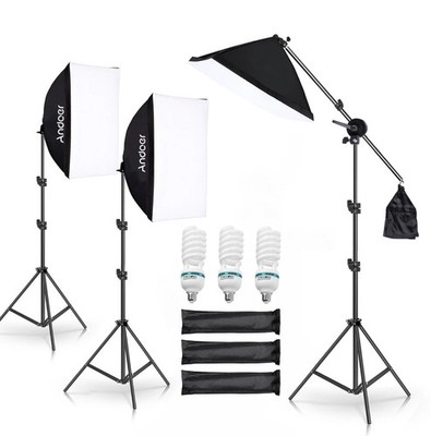 Andoer Studio Photography Light Kit 50x70 Softbox Beleuchtungsset mit LED-Licht