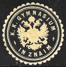 Pieczęć papierowa Znaim Czechy K. k. Gymnasium Znojmo Winieta