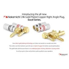 1 Pair Nakamichi 24k Gold Plated Right Angle Plug 12-18 AWG Speakers Amplifier