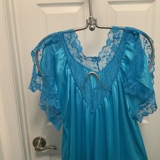 Vintage Lady Carmen Dallas Side Open Lace Trim Nightgown Maxi Lingerie