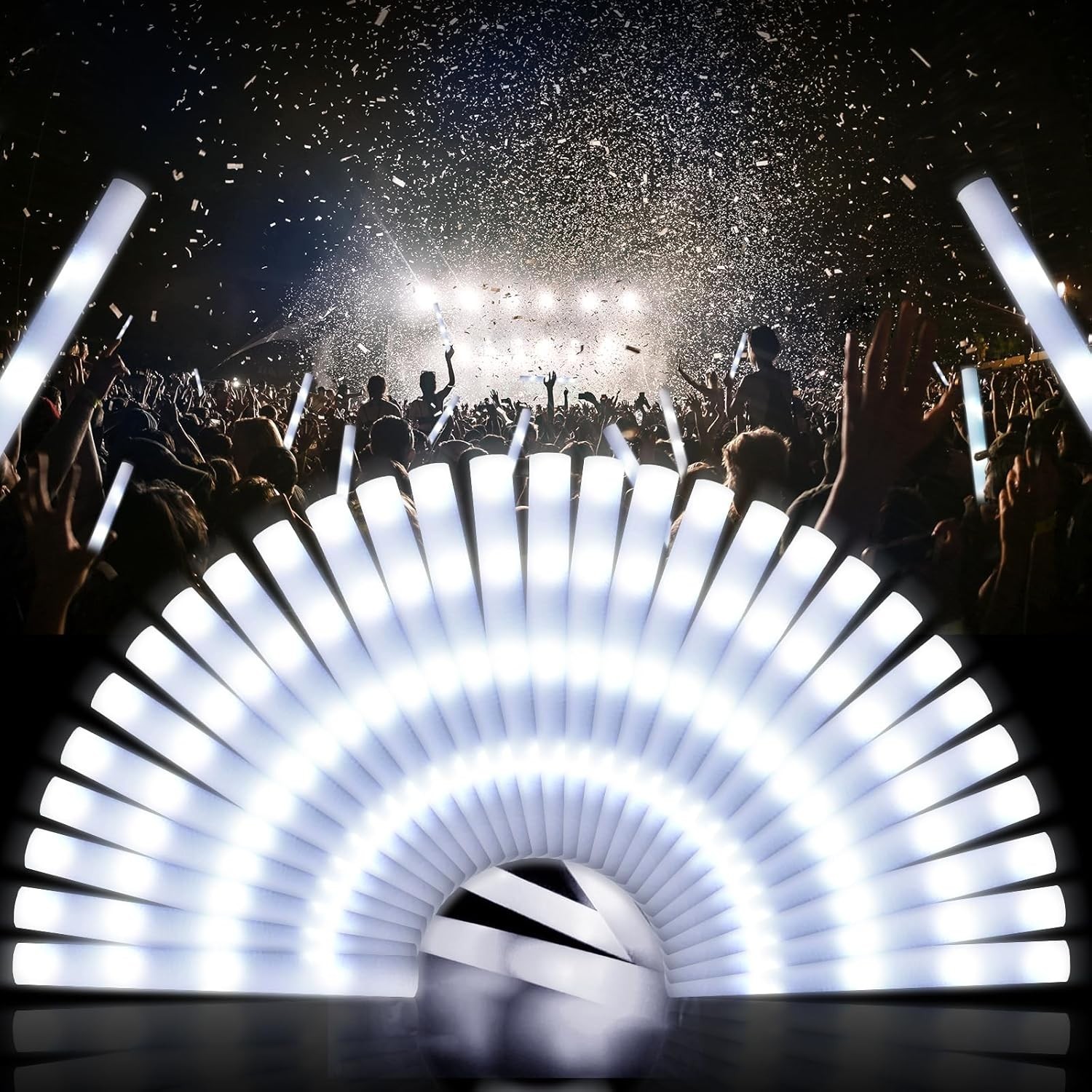 100PCS LED Foam Sticks Light Up Wands Rally Flashing Glow Party Rave