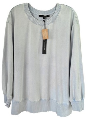 Jane & Delancey Women's Pullover Top Garment Dye Long Sleeve Plus Size 3X Blue