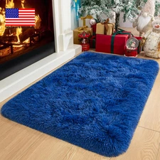Navy Blue Rug for Bedroom, 2X3 Fluffy Throw Rugs for Living Room, Small Soft Sha