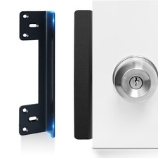 Door Latch Guard Plate Outswing Security Shield Black 7 Inch Offset 1 Pack