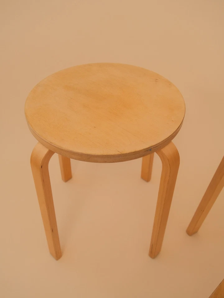 Ikea Frosta Wooden Stool Bent Plywood Side Table Plant Stand Artek Style Pair - Image 4 of 4