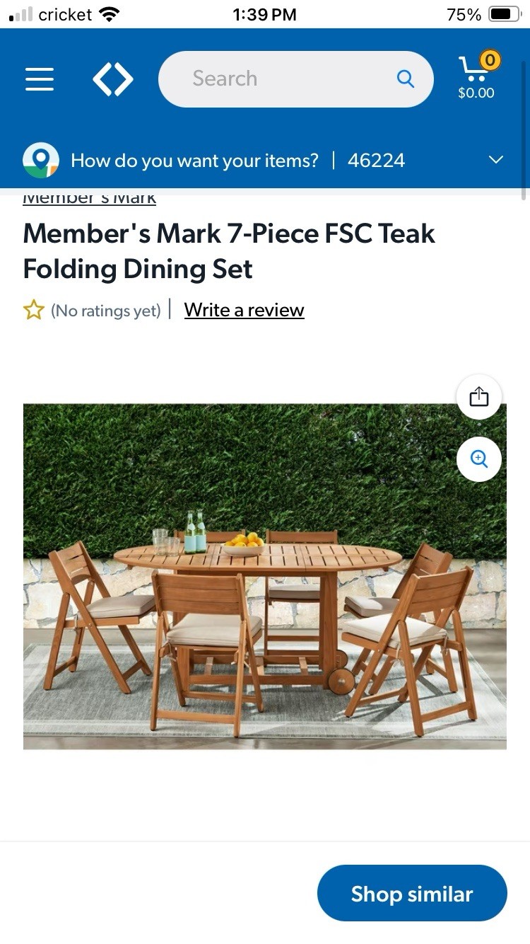 Members Mark 7-piece FSC Teak Folding Patio Dining Set