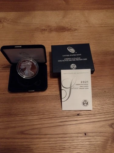 2021-W Proof American Silver Eagle with OGP & COA! 1 Oz .999 Silver!
