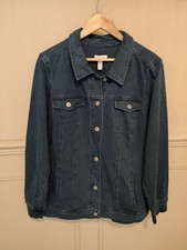 QVC Denim & Co. Comfy Denim Style Jacket with Collar Blue Size 3XL RRP £49