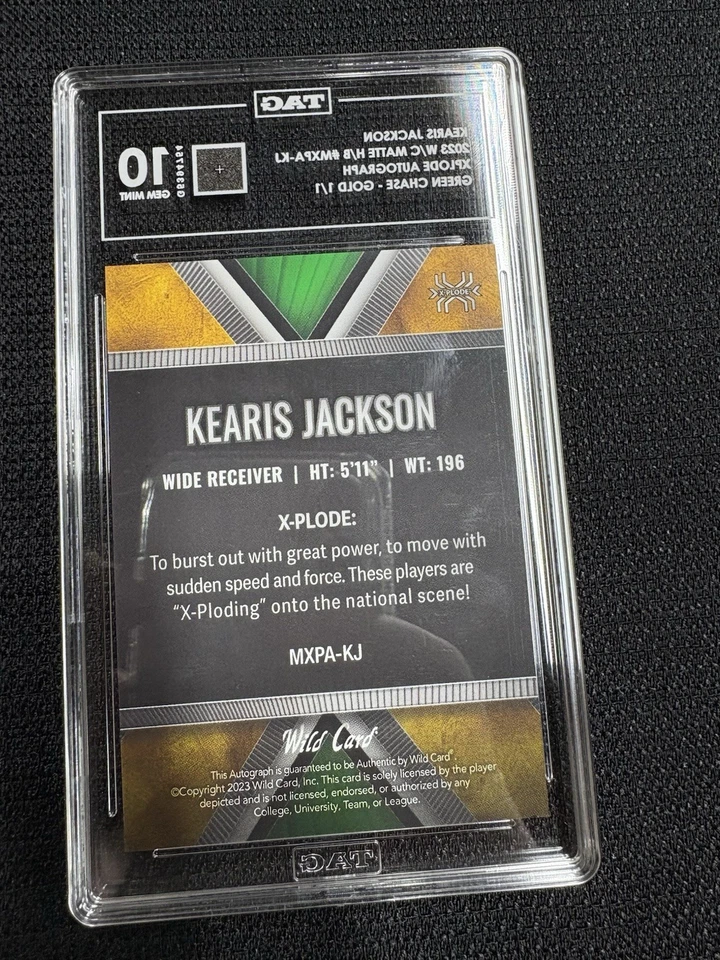 2023 Wild Card XPLODE 亲笔签名绿色 Chase GOLD 1/1 Kearis Jackson CFL — 第 2/3 张图片