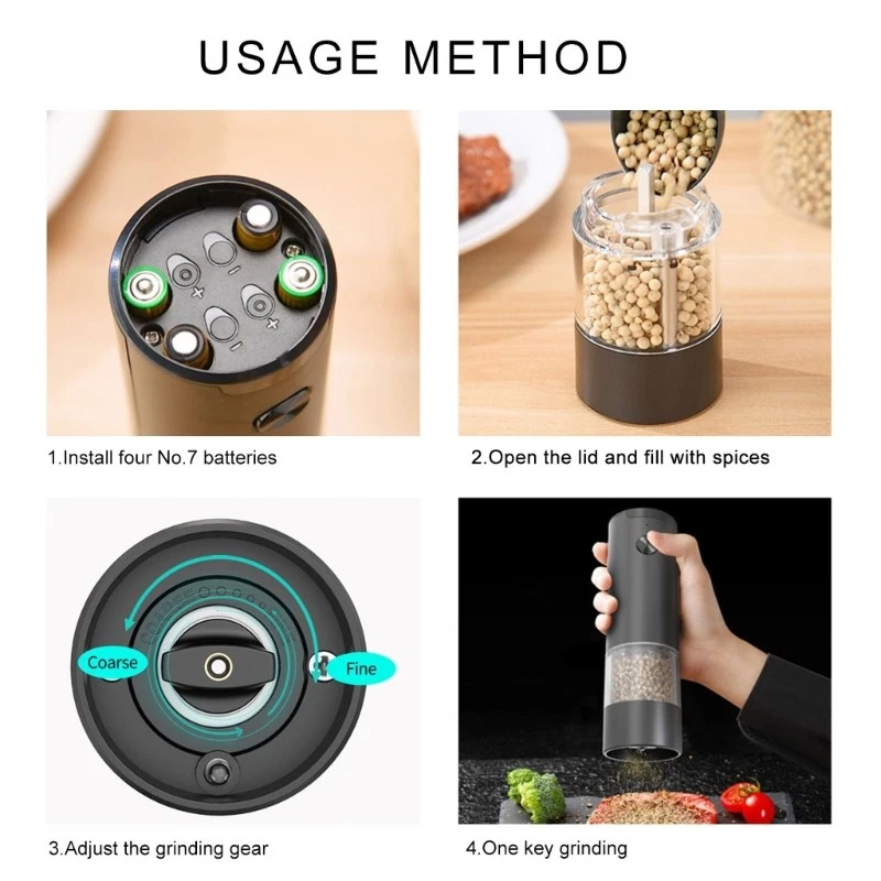 Elegant Electric Grinder Peppers Mill Grinding Seasoning Bottle Kitchenwares