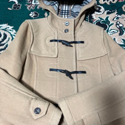 BURBERRY Hooded Long Duffle Coat Jacket Blouson Women Size 40 Camel Nova Plaid  - Afbeelding 8 van 20