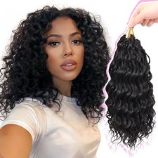 Pre Looped Deep Wave Crochet Hair 12 Inch 7 Packs Short Curly Black Pre Twist