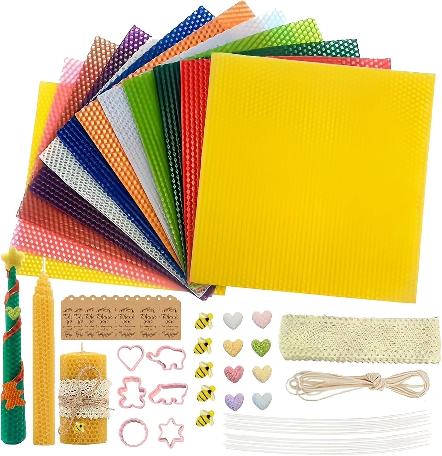 DIY Beeswax Candle Making Kit 12 Pack 8x8" Candle Making Kit