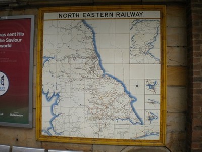 Photo 6x4 North Eastern Railway tile map, Middlesbrough station Attached  c2017