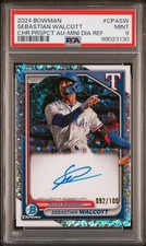 2024 Bowman Chrome Sebastian Walcott Mini Diamond Refractor Auto 052/100 PSA 9