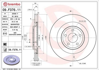 2x BREMBO Bremsscheibe PRIME LINE - UV Coated 09.F376.11 Premium turbo brakes