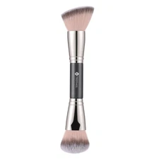 Dual-Ended Foundation Blending Brush Flat Angled Kabuki Domed Cheek Synthetic