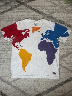 Jeff STAPLE PIGEON Streetwear AOP Map Geography Graphic T-SHIRT Men's XL