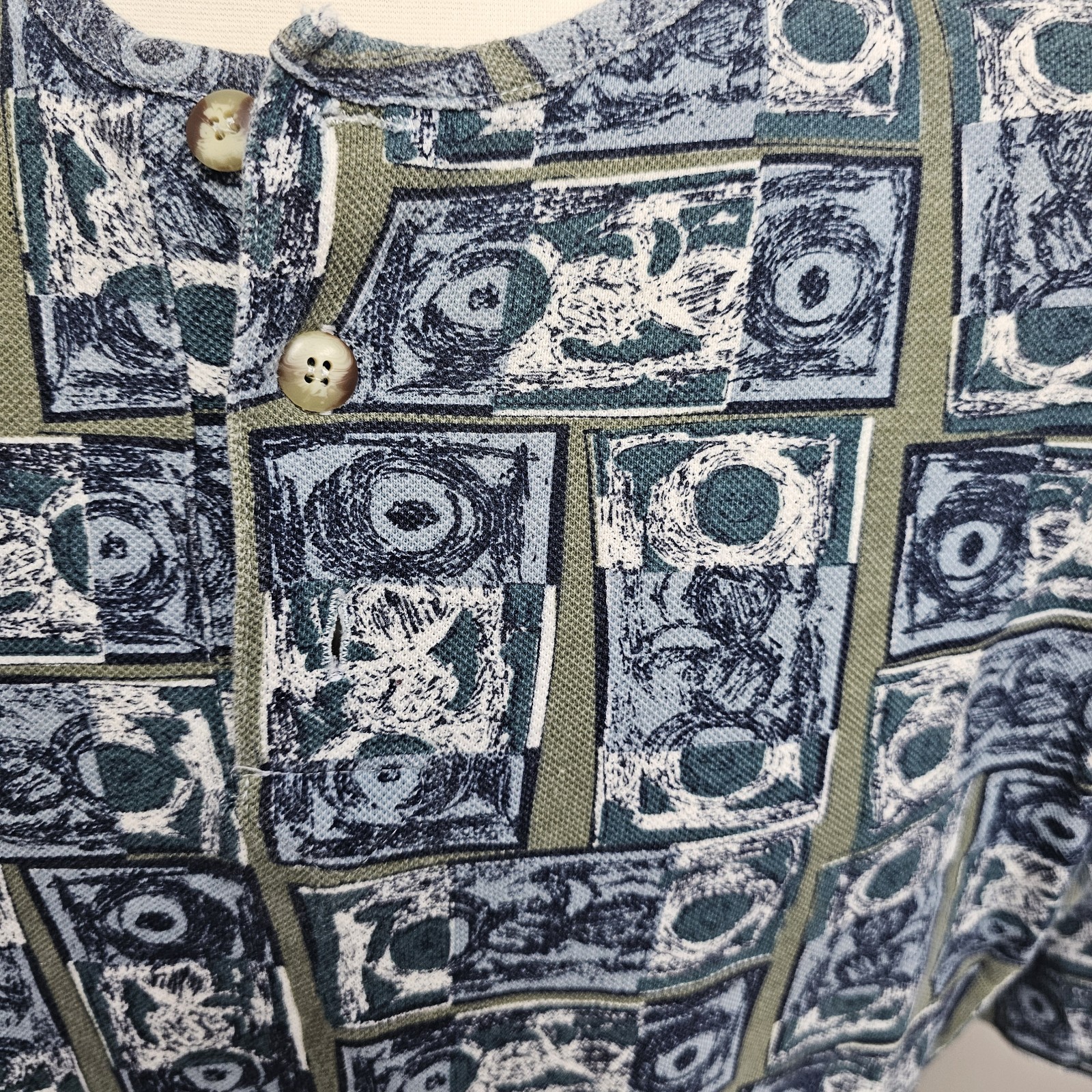 Vtg 90s Creative Edge Pullover Green Abstract Cot… - image 2