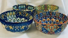 NEW 4 VANCASSO Porcelain Bohemian Round 28 oz Soup Cereal Serving 6" Bowls HEAVY