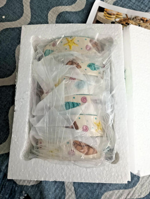 NIB TempTations Seasonal Ocean Summer Shells Teal Trim 6 Bowl Set
