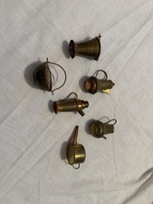 Lot 6 Vintage Brass Copper Miniatures Dollhouse Pots Shaker Watering Can