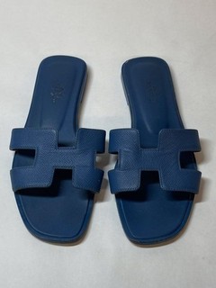 Hermes Women's Authenticated Blue Oran Sandals Size 37