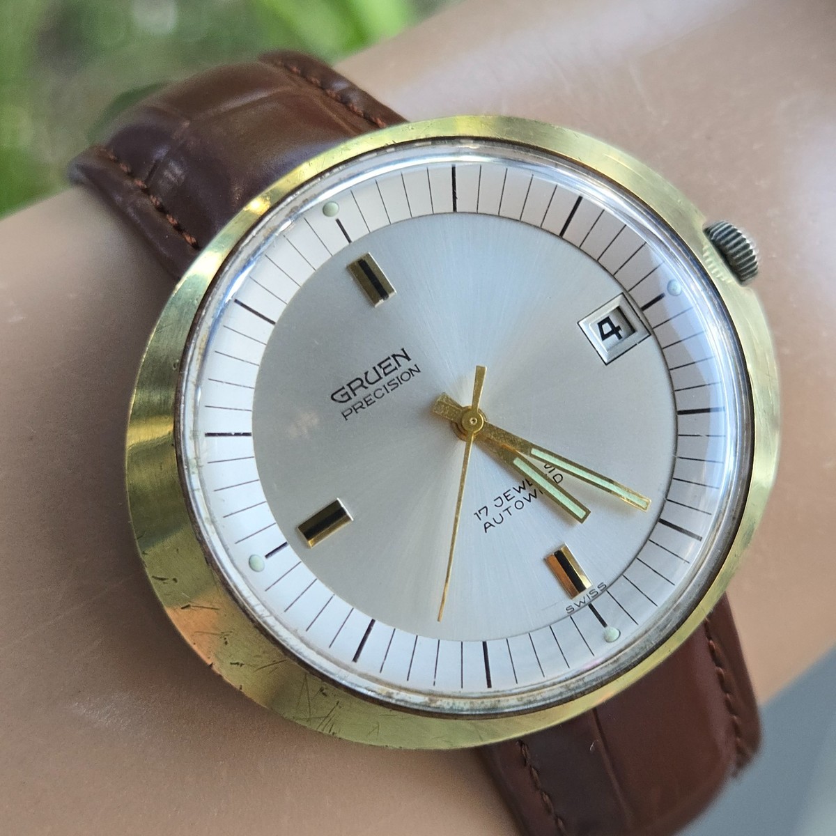 Vintage GRUEN men's automatic watch DATE 730CA swiss UFO 1960s