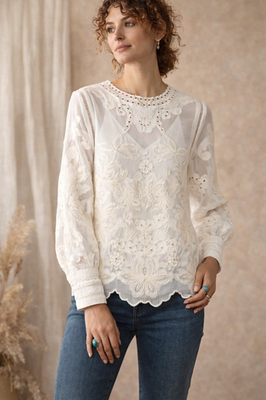 #ad #ad Sundance Catalog Reach For Beauty Top S Ivory Embroidered Lace Boho Blouse NWT $49.95