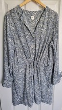 GAP Women's Blue/White Boho Print Long Sleeve Button Up Shirt Dress Size XL