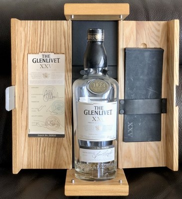 Glenlivet XXV 25 Years of Age Single Malt Scotch Whisky Empty Bottle in Cabinet