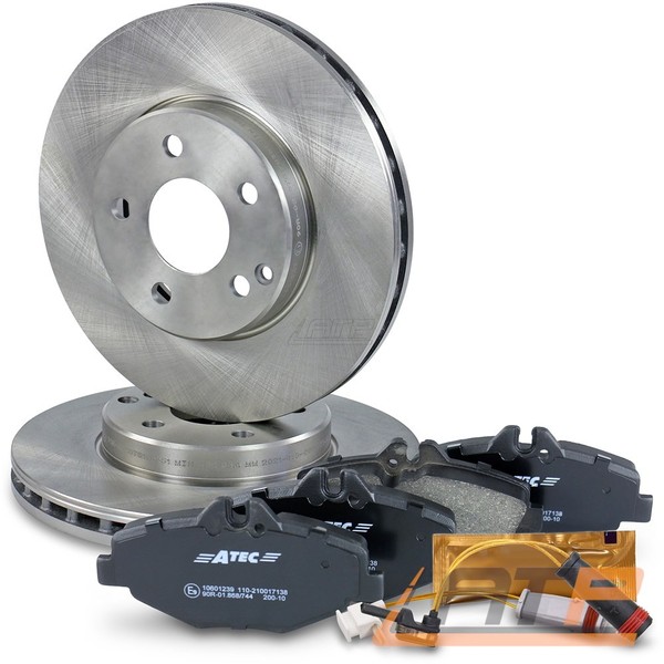 2X Bremsscheibe + BremsbelÄGe +Warnkontakt Vorne FÜR Mercedes E-KLASSE W211 S211-image