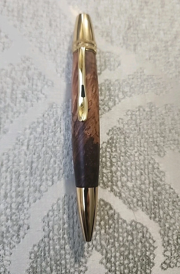 Bolígrafo Natural MADERA BURL Hecho a Mano, Torcido, Pesado, Dorado Foto 2 de 4