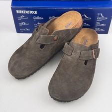Birkenstock Boston Mocha Suede Leather Soft Footbed Unisex Clog Shoes