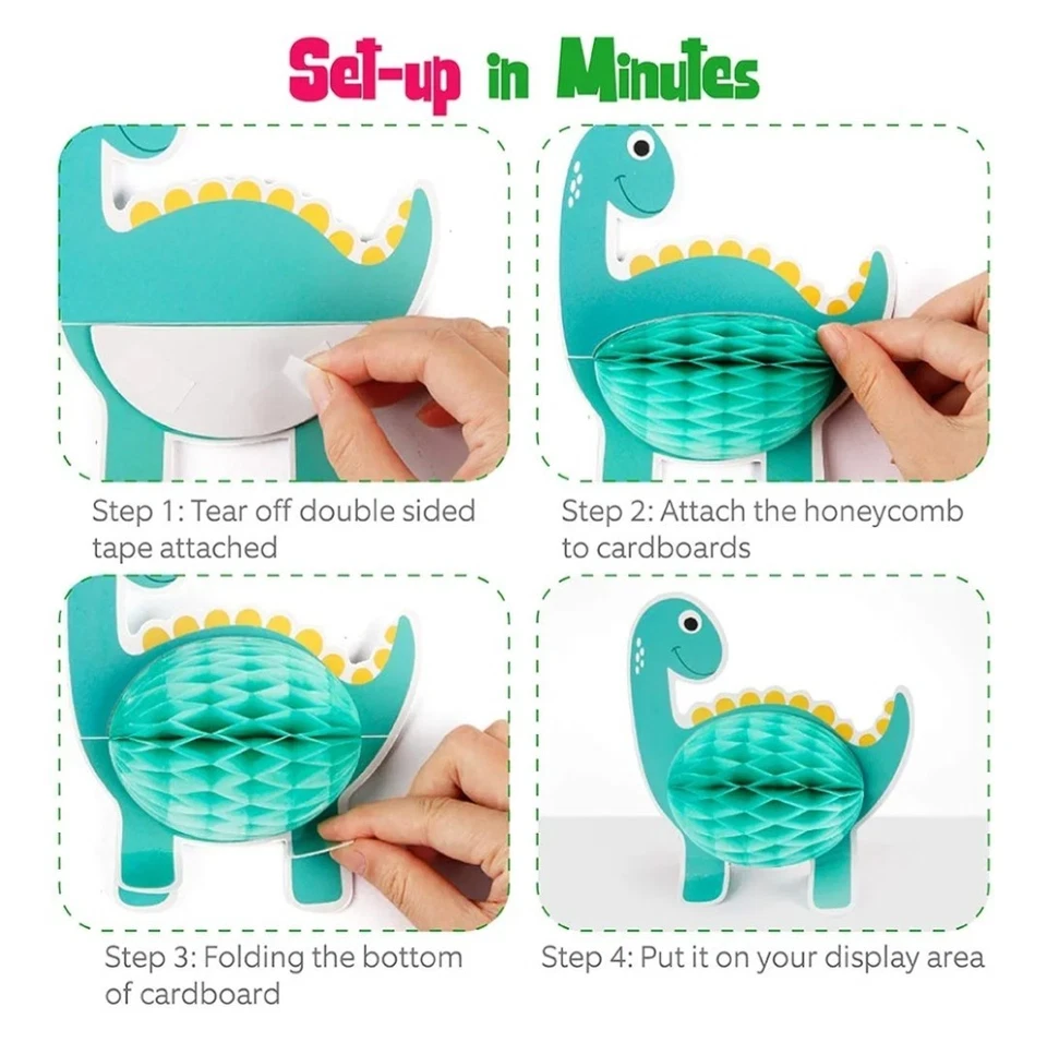 12 Pieces Dinosaur Party Honeycomb Centerpieces Table Decorations, Dinosaur Birt - Image 4 of 4