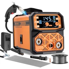 Beginner Welder Kit 145A 3-in-1 Flux Core MIG Gasless Stick TIG Welding Machine