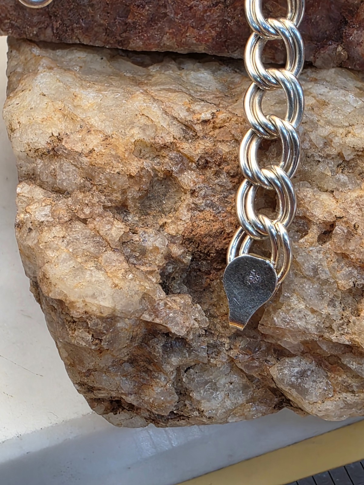 Sterling Silver 7mm Solid Double Link Charm Brace… - image 4