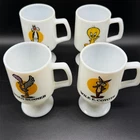New ListingSET OF 4 VTG LOONEY TUNES MARIOTT'S GREAT AMERICA MILK GLASS IRISH COFFEE MUGS