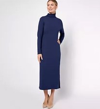 Women W/ Control Tall Firespun Jersey Tummy Control Midi Dress Deep Ocean Large