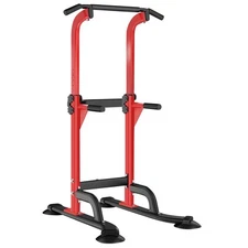 Power Tower Pull Up Bar and Dip Station Adjustable Height Dip Stand Multi-Fun...