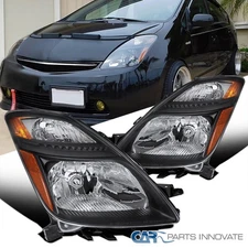 Fits 2006-2009 Toyota Prius Halogen Black Headlights Headlamps Left+Right 06-09