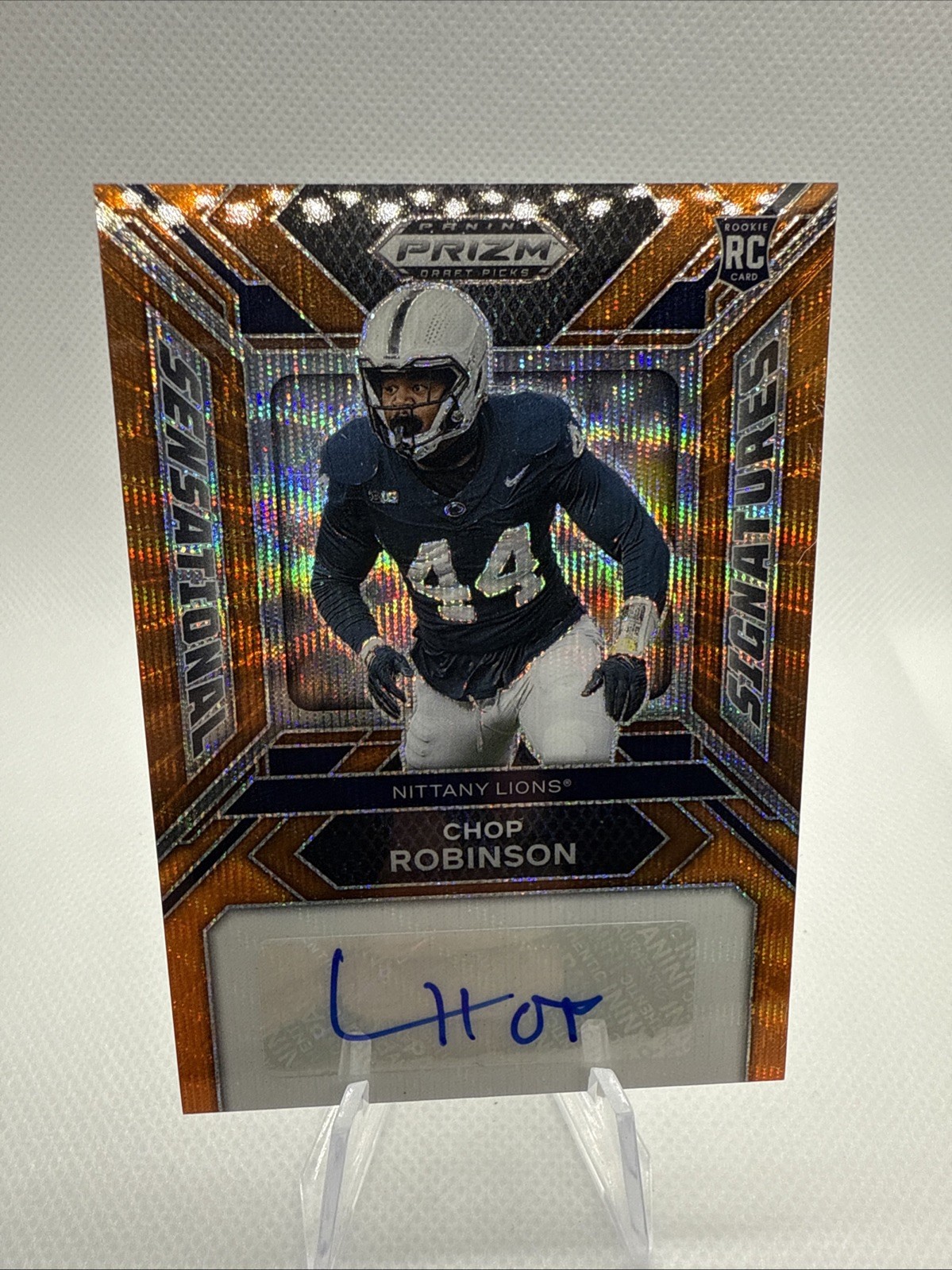 CHOP ROBINSON 2024 PANINI PRIZM DRAFT ROOKIE ORANGE WAVE RC AUTO /75 Q4490